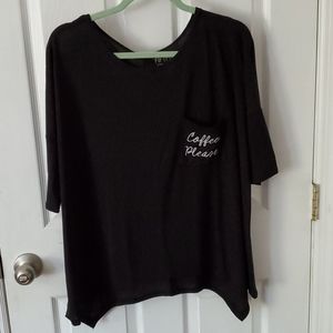 Black "Coffee Please" Embroidered Shirt